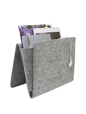 Kikkerland Felt Bedside Caddy/Sofa Storage Organizer | Grey
